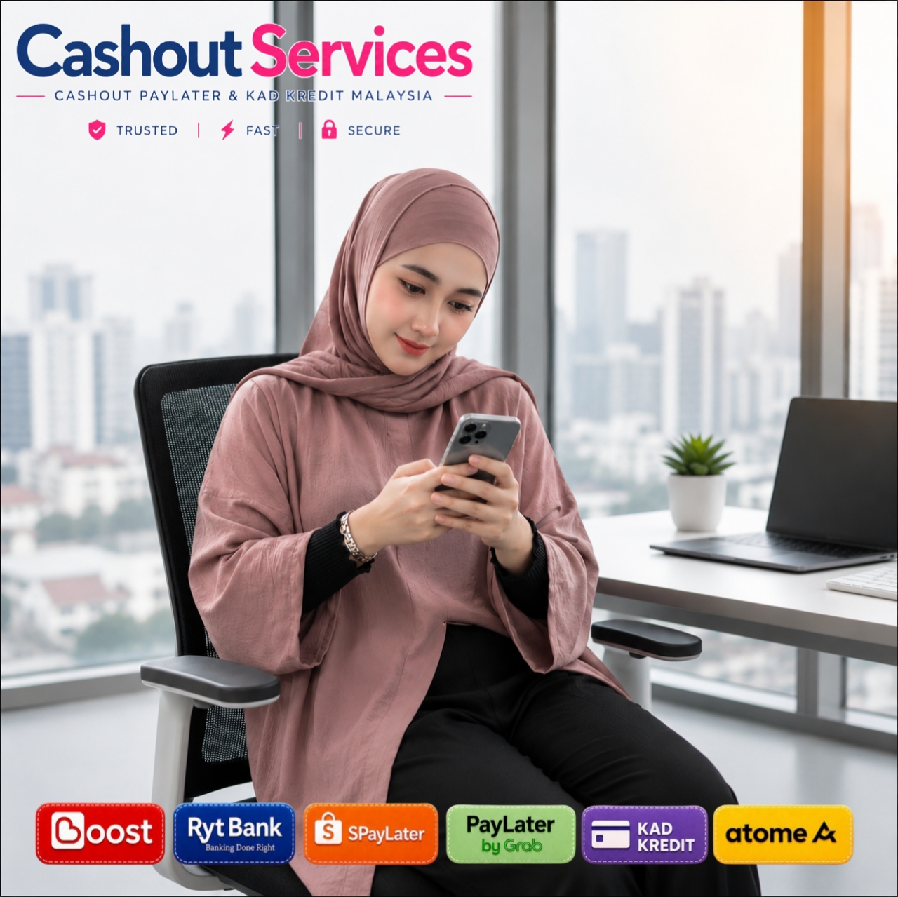 Happy customer using cashout service